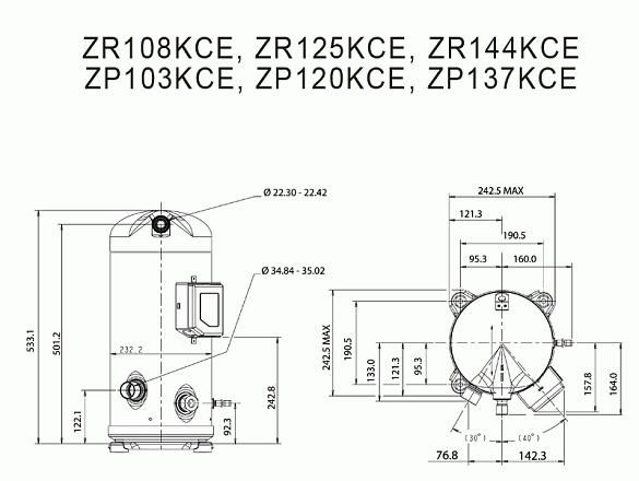 Компрессор «Copeland» ZP137KCE-TFD-425