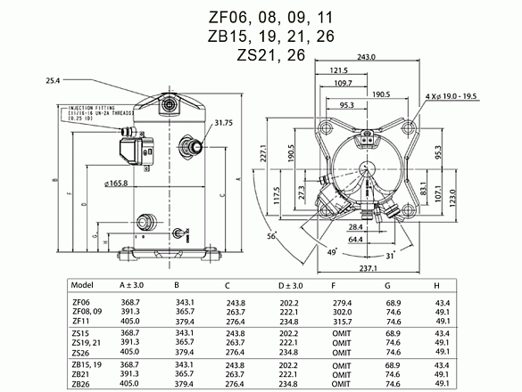 Компрессор «Copeland» ZB26KCE-TFD-551
