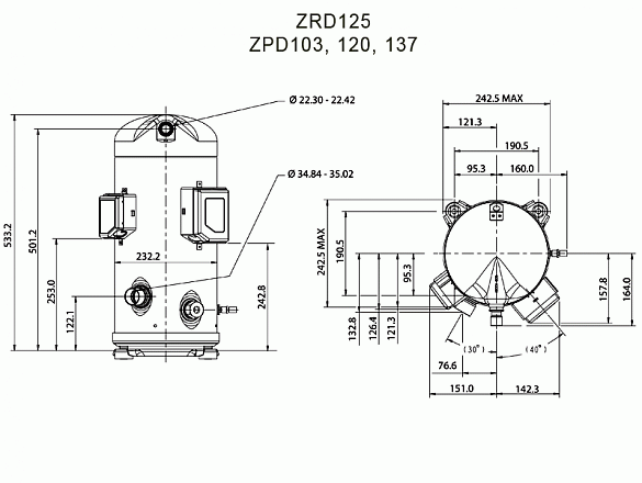 Цифровой компрессор «Copeland» ZPD120KCE-TFD-425